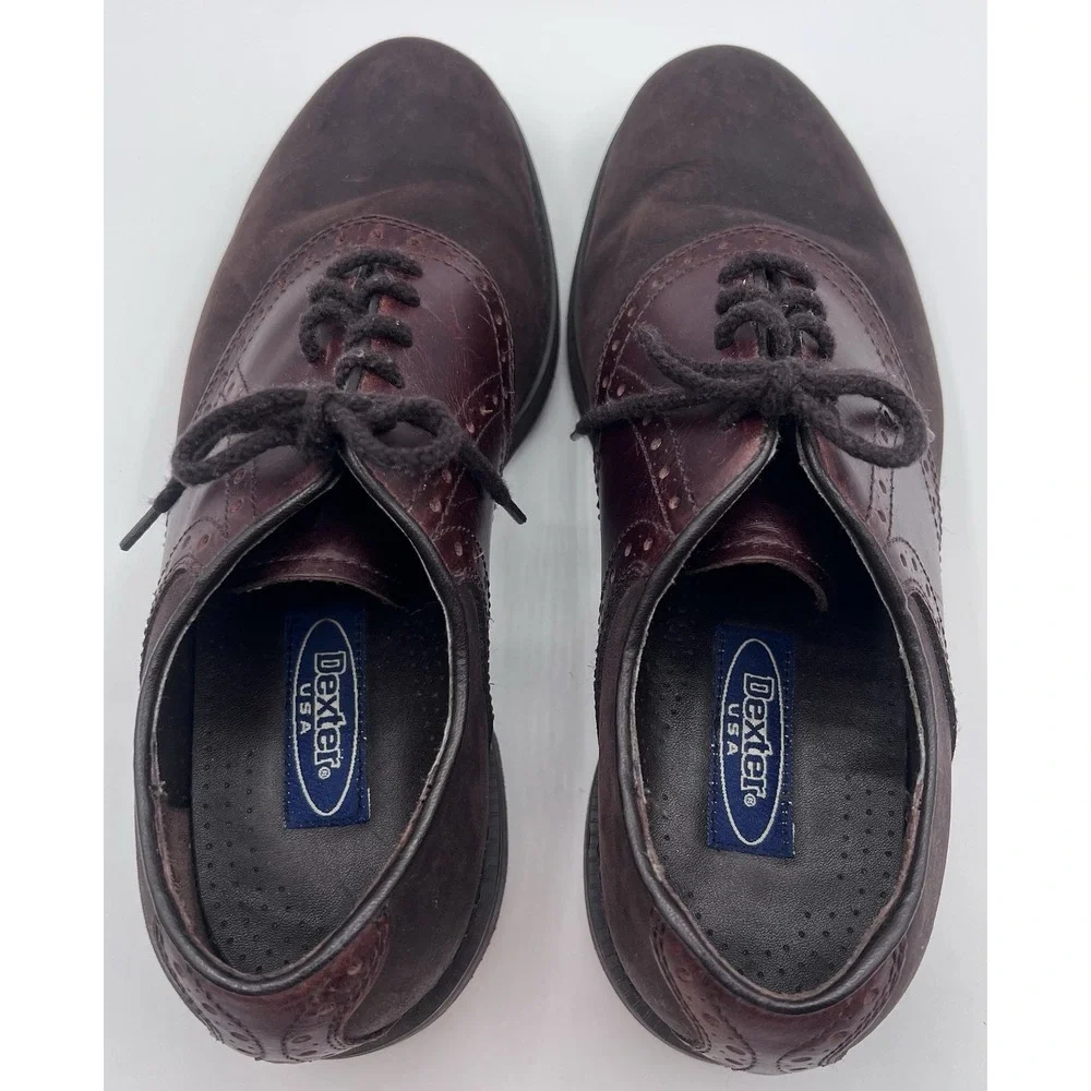 Dexter USA Brown Leather Saddle Oxford Lace Up Dress Shoes Mens 9.5 M V680-2